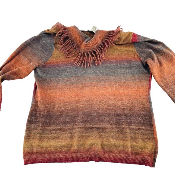 Seventh Avenue Womens Multicolor Striped Fringe Sweater Cardigan Size XL boho - Picture 4 of 4